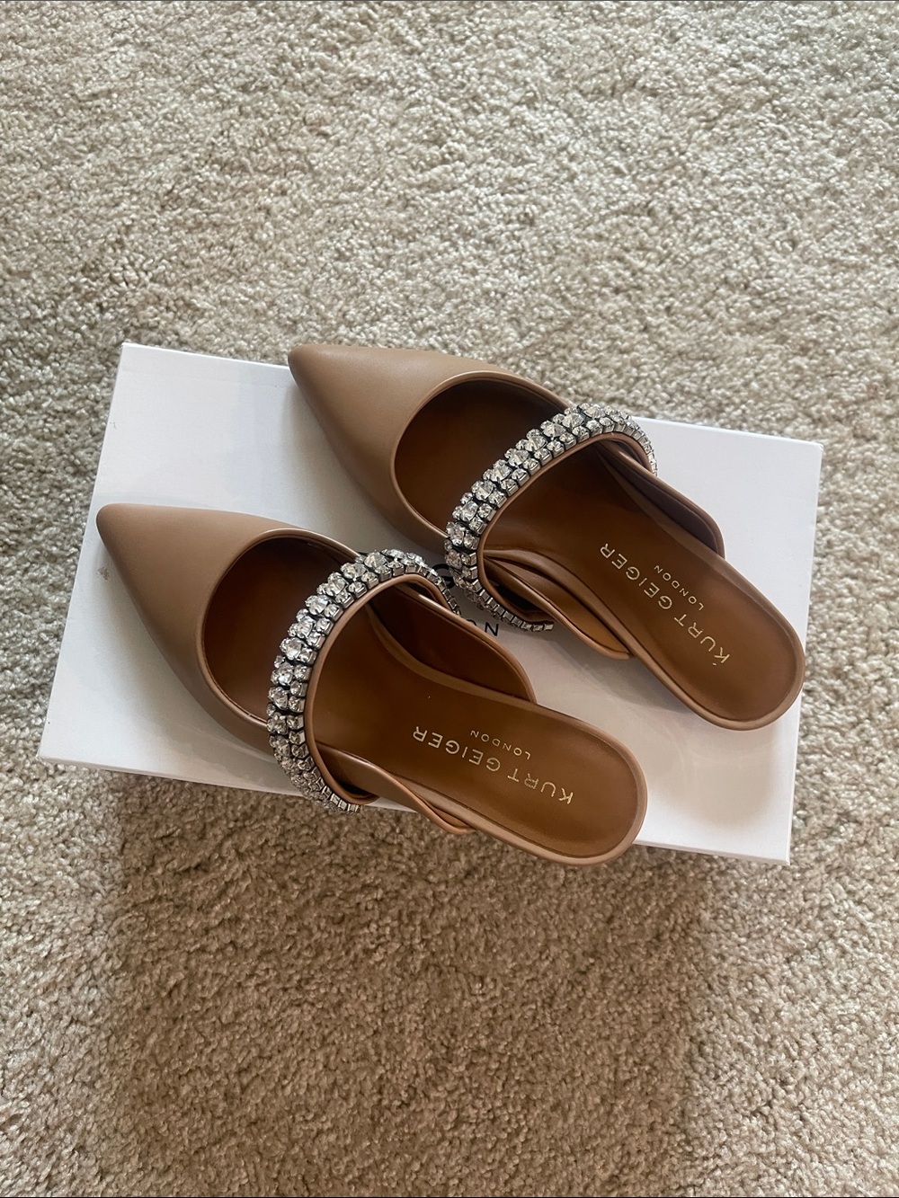Kurt Geiger Pricely Pointed-Toe Crystal Strap Mules
